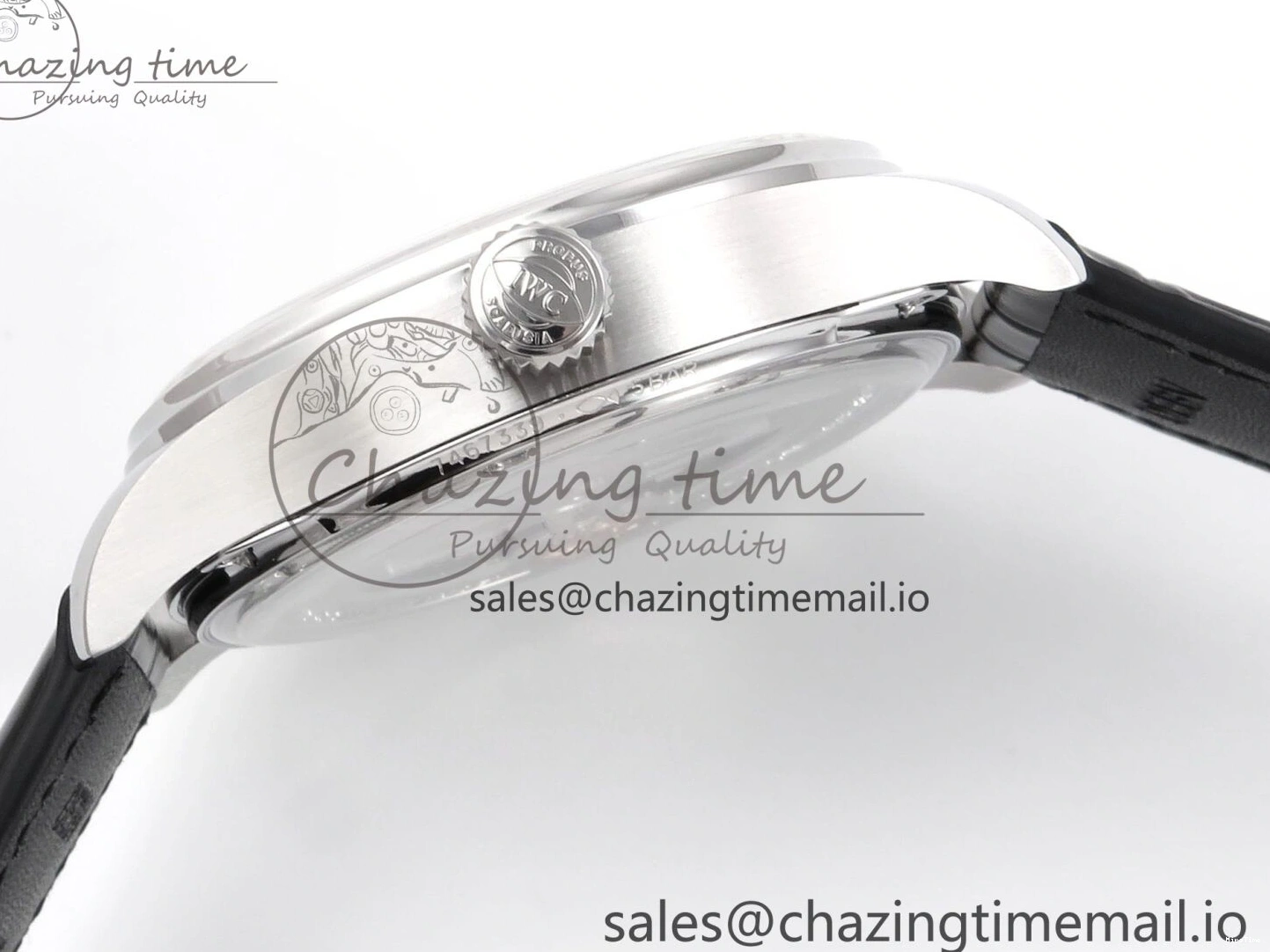 MIROTIME 0302 OnTrend Portugieser Automatic 42mm SS APSF 1:1 Best Edition White RG Dial on Black Leather Strap A 7010